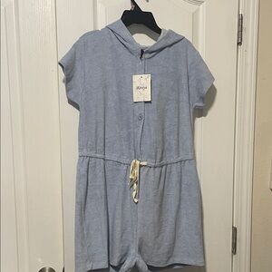 Raviya Sky Blue Hooded Terry Romper